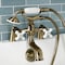 Kingston Brass Deck Mount Clawfoot Tub Faucet with Hand Shower, Antique Brass KS227PXAB - alternate 2